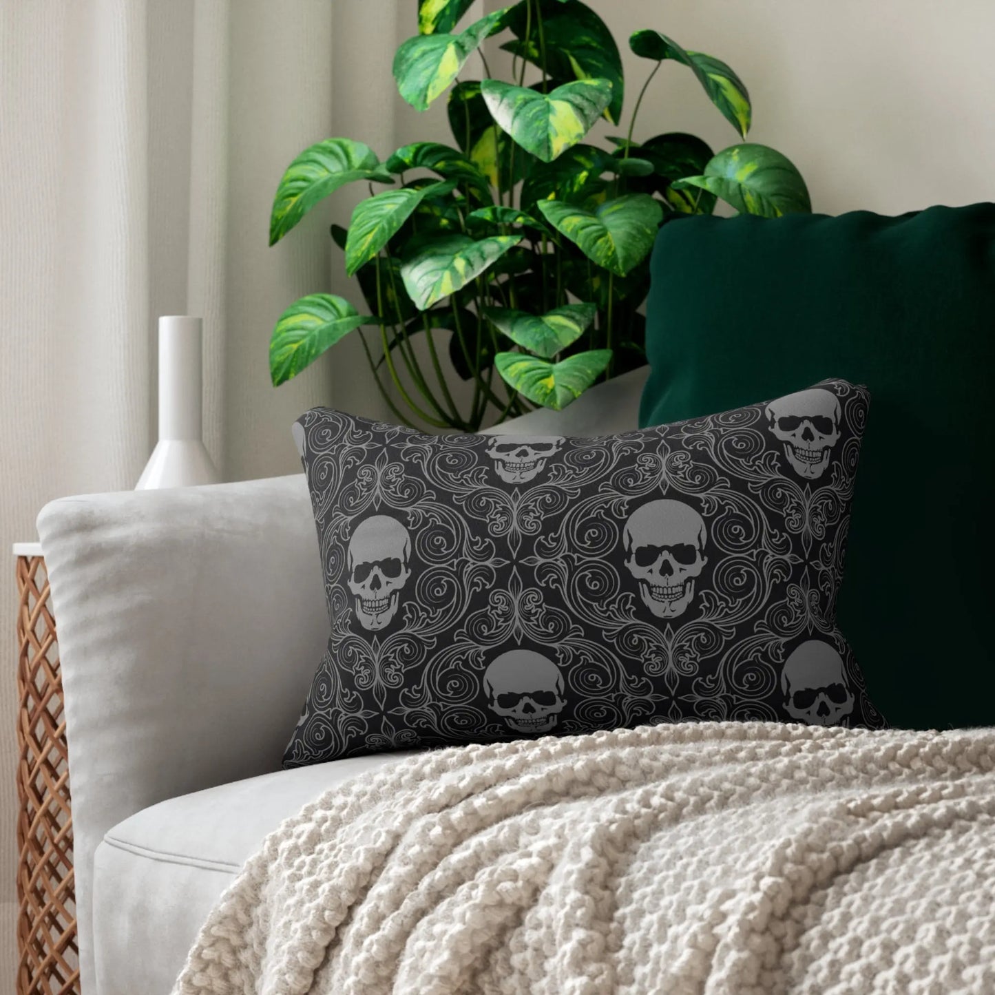 skull decor Lumbar Pillow - Geek House Creations