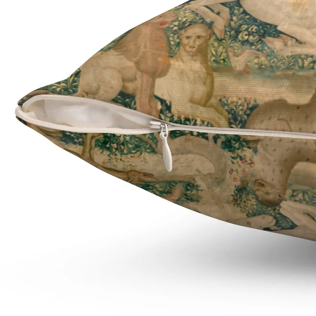 Unicorn Tapestry Square Pillow, Medieval Art - Geek House Creations