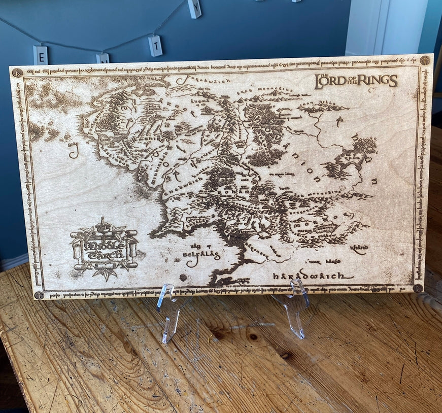 Middle-Earth Map LOTR Wall Art, woodwork - Geek House Creations