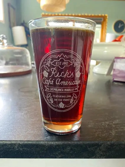 Casablanca Film Ricks Café Americain Pint Glass, Classic Movie Drinkware - Geek House Creations