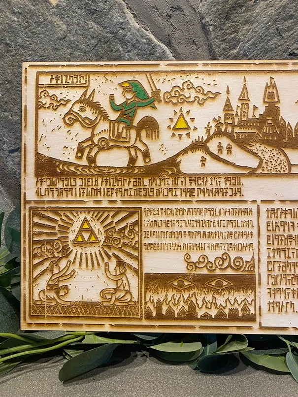 Legend of Zelda story hieroglyph Wall Art, woodwork - Geek House Creations