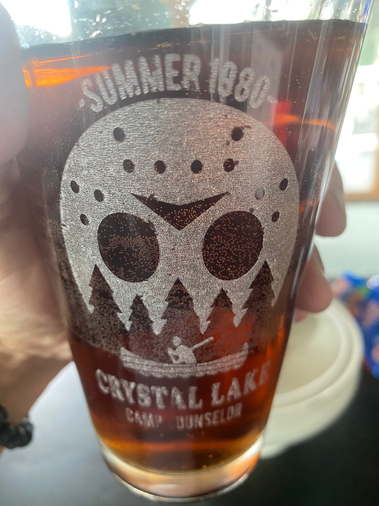 Friday the 13th Camp Crystal Lake Pint Glass, Classic Movie Drinkware - Geek House Creations