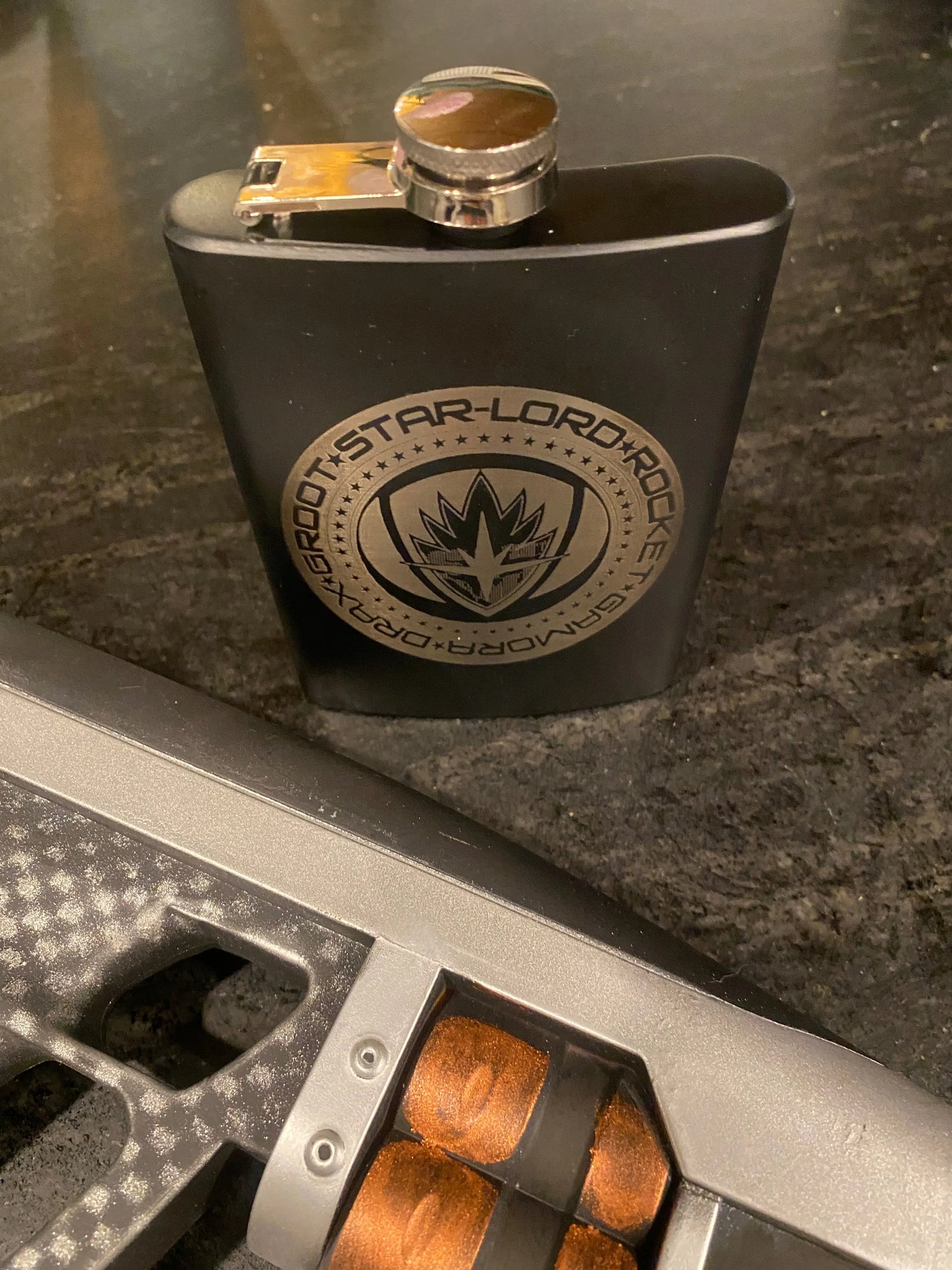 Guardians of the Galaxy Black Stainless Steel hip flask - Geek House Creations