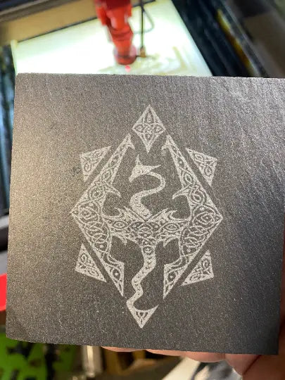 Skyrim Dragon Slate Coasters, set of 4 - Geek House Creations
