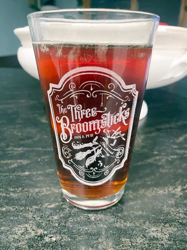The Three Broomsticks Inn and Pub Beer Pint Glass - Geek House Creations