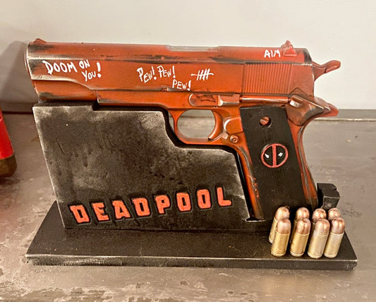 deadpool gun and display base