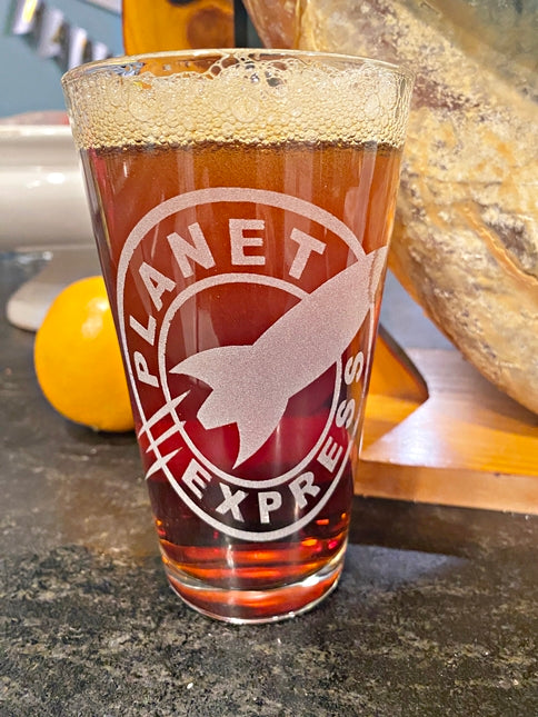 Planet Express Futurama Beer Pub Pint Glass with rocket 