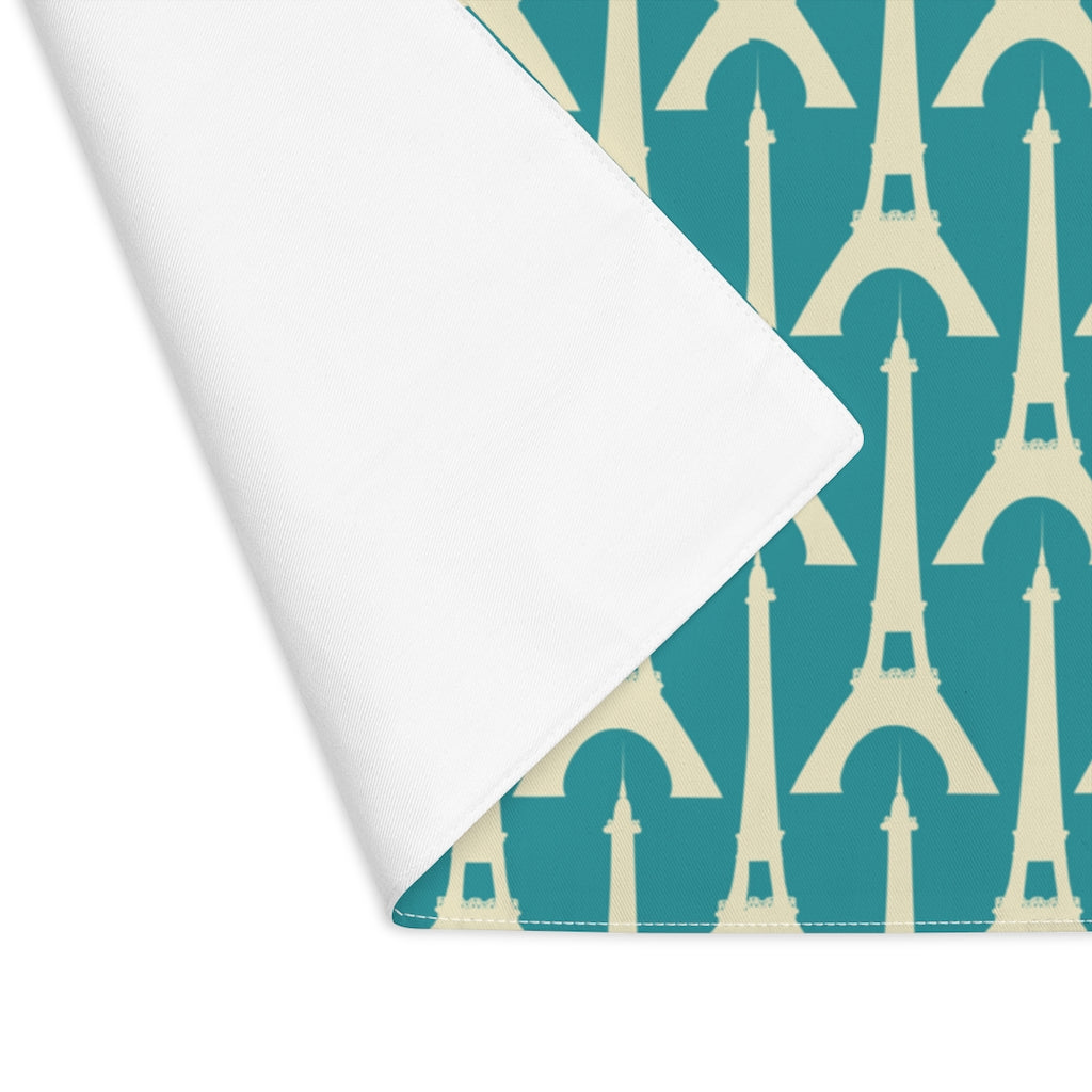 Eiffel Tower Paris Inspired Placemat, Turquoise - Geek House Creations