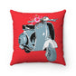Vespa Scooter Red Spun Polyester Square Pillow - Geek House Creations