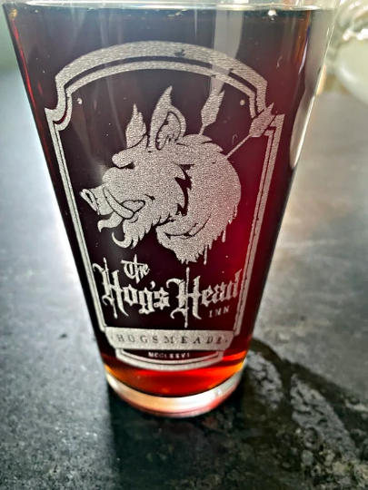 Hog's Head Inn Hogsmead Pint Glass, Wizarding World Drinkware - Geek House Creations