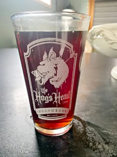 Hog's Head Inn Hogsmead Pint Glass, Wizarding World Drinkware - Geek House Creations