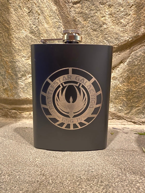 Battle Star Galactica Stainless BSG 75 Steel hip flask - Geek House Creations