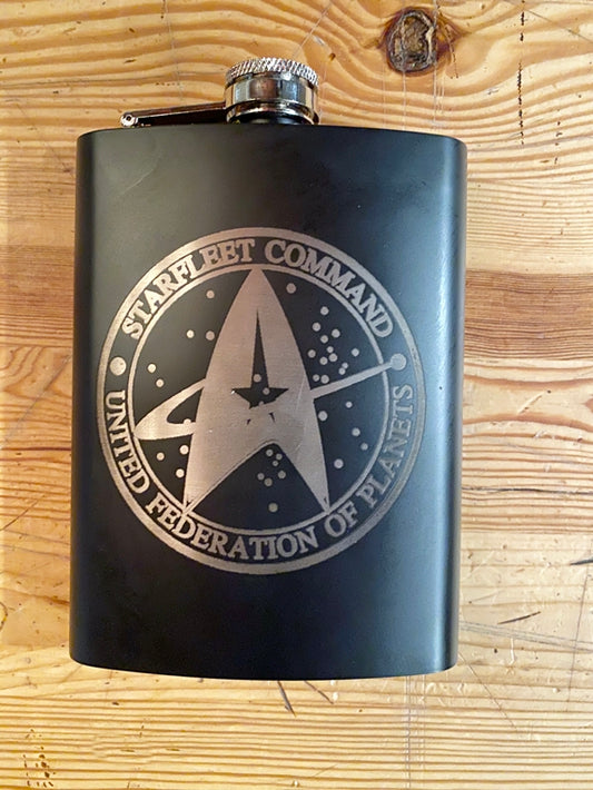 Starfleet Command Federation of Planets Stainless Steel hip flask - Geek House Creations