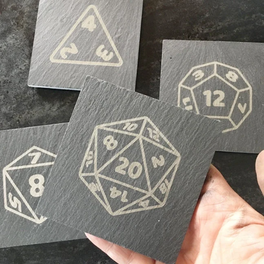 Dungeons and Dragons Dice Coasters Set of 4 - Geek House Creations