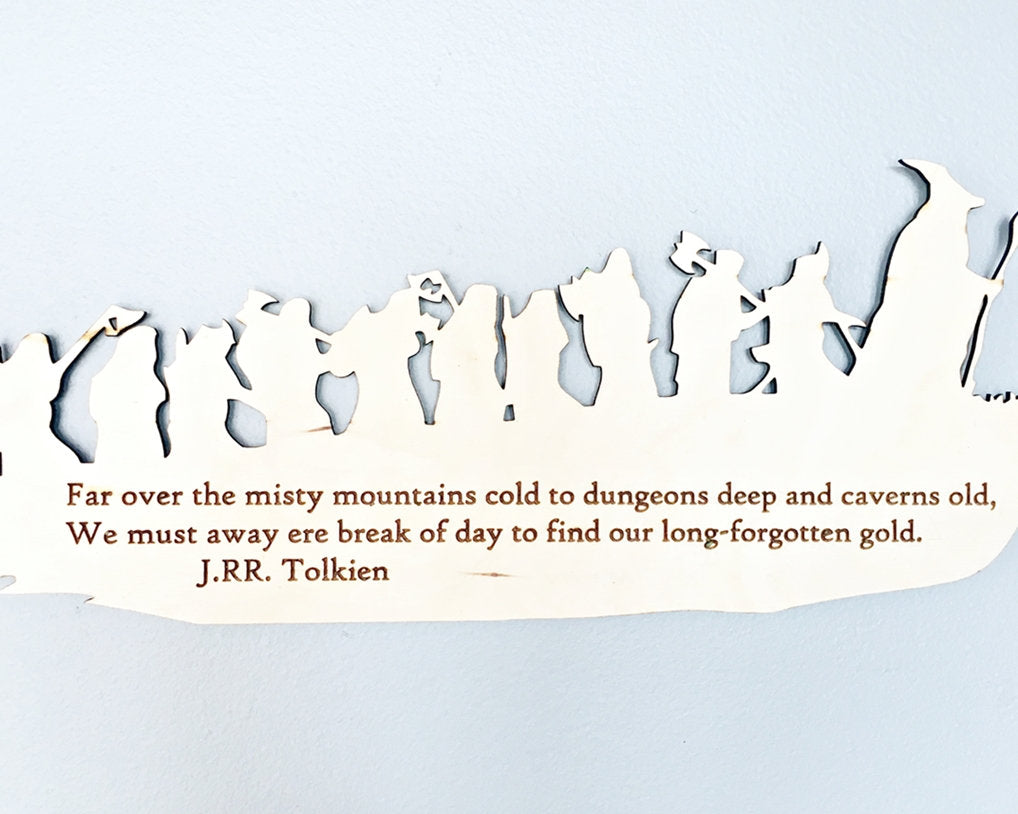 The Hobbit, Misty Mountains Cold, Dwarves, LOTR Silhouette Wall Art, woodwork - Geek House Creations