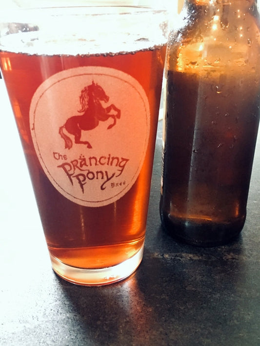 The Prancing Pony Sign from LOTR on a pint glass