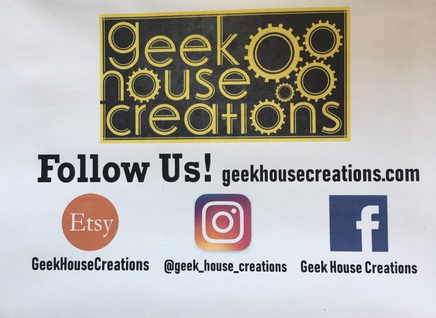 Geek House Creations cosplay prop store business card
