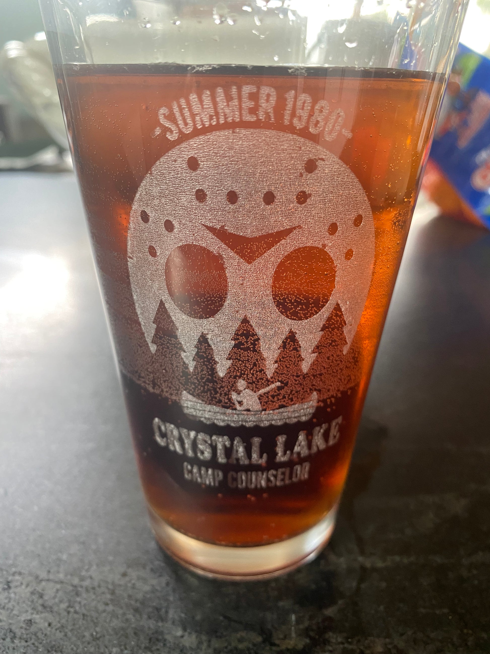 Friday the 13th Camp Crystal Lake Pint Glass, Classic Movie Drinkware - Geek House Creations