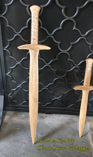 Toy Wooden swords on display